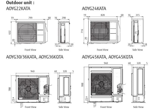 Fujitsu Air conditioning ARXG30KMLA AOYG30KATA Concealed Duct Heat Pump 8Kw/30000Btu R32 A+